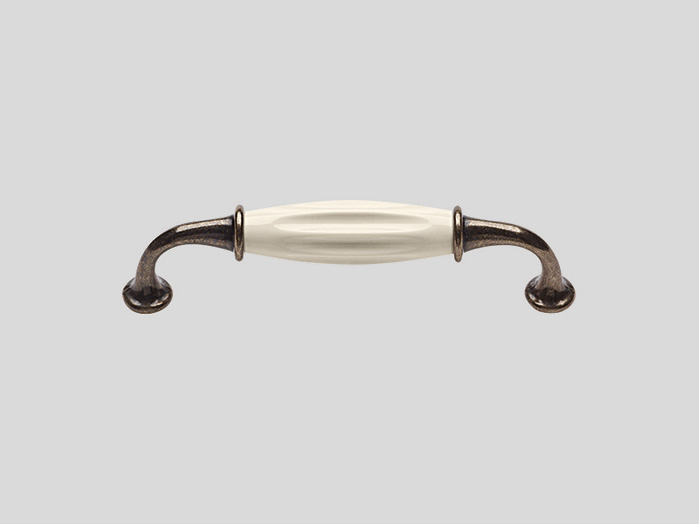 Metal handle, Antique iron colour, Ivory, Burnished