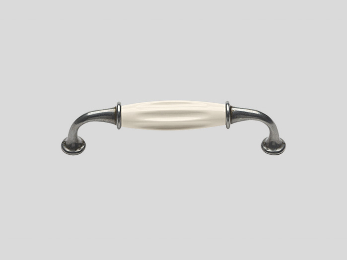 Metal handle, Antique silver colour, Ivory, Burnished